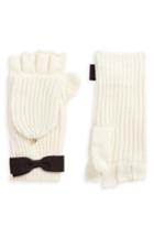Women's Kate Spade New York Grosgrain Bow Convertible Knit Mittens, Size - Ivory