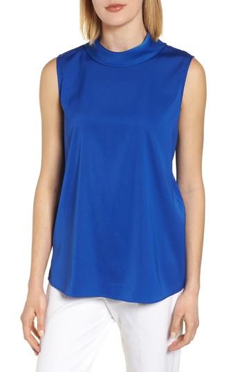 Women's Ming Wang Mock Neck Sleeveless Tank - Blue