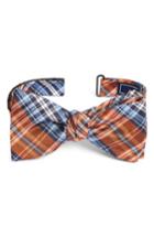 Men's The Tie Bar Motley Plaid Silk Bow Tie, Size - Orange
