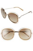 Women's Chloe 'carlina' 56mm Gradient Sunglasses - Gold/ Transparent Brown
