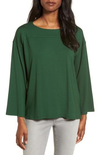 Women's Eileen Fisher Boxy Jersey Top, Size - Green