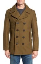 Men's Schott Nyc Embellished Slim Wool Blend Peacoat - Beige
