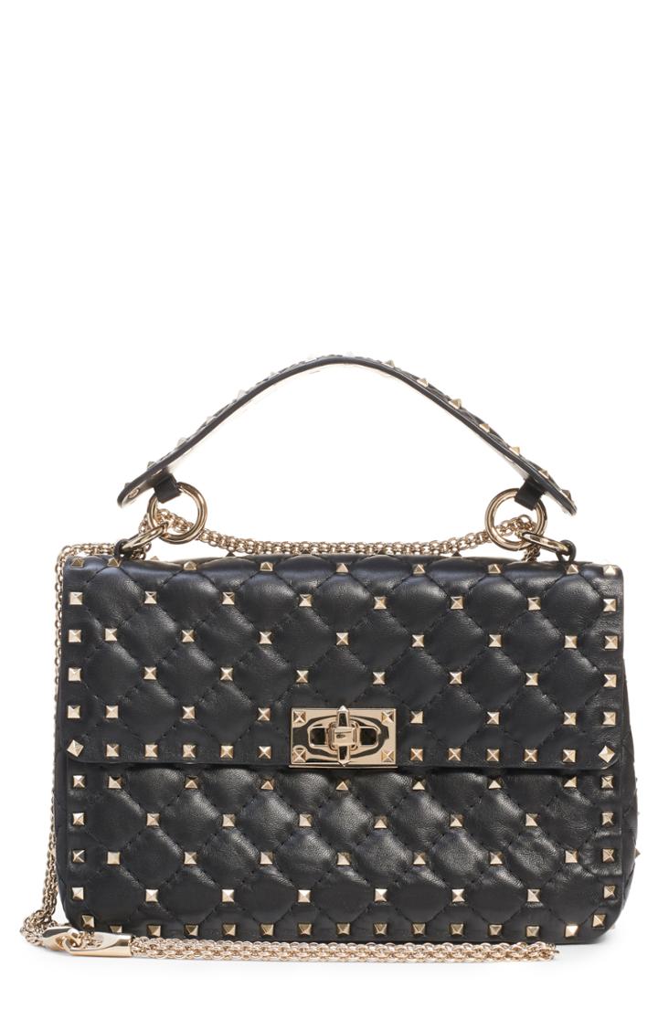 Valentino Garavani Medium Rockstud Matelasse Quilted Leather Shoulder Bag - Burgundy