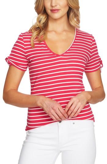 Women's Cece Stripe Rib Knit Top - Pink