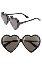 Women's Gucci 60mm Heart Sunglasses - Black/ Grey