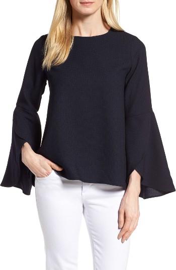 Petite Women's Halogen Bell Sleeve Top, Size P - Blue