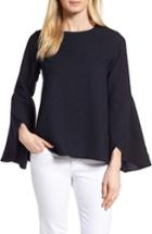 Petite Women's Halogen Bell Sleeve Top, Size P - Blue