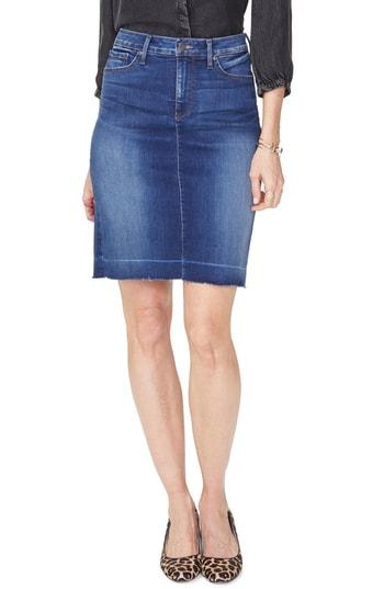 Women's Nydj Release Hem Stretch Denim Skirt - Blue