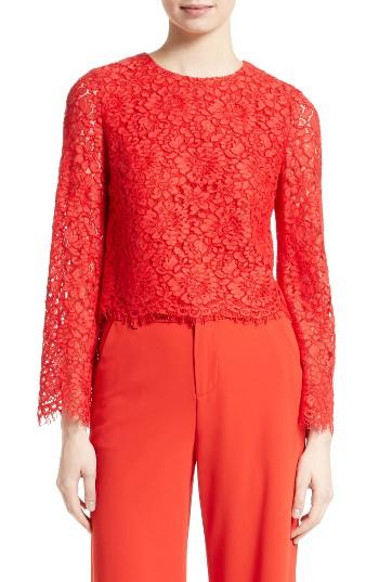 Women's Alice + Olivia Pasha Lace Bell Sleeve Top - Red