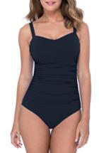 Women's Profile By Gottex Wide Strap One-piece Swimsuit D - Black