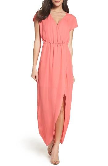 Women's Charles Henry Faux Wrap Woven Maxi Dress - Coral