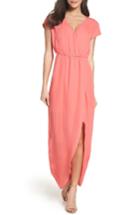 Women's Charles Henry Faux Wrap Woven Maxi Dress - Coral
