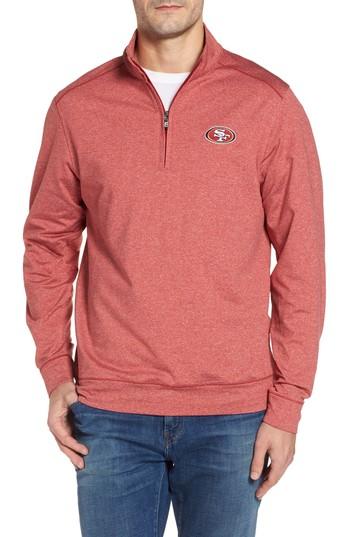 Men's Cutter & Buck Shoreline - San Francisco 49ers Half Zip Pullover, Size - Red
