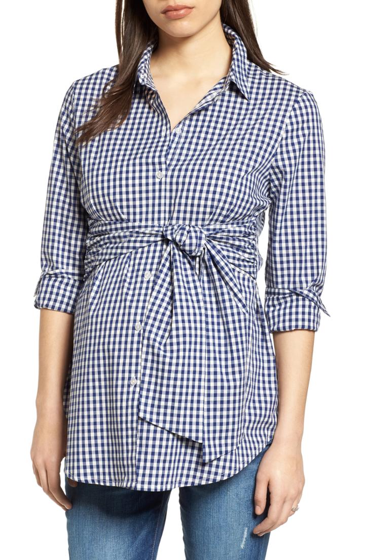 Women's Isabella Oliver Lindsay Check Maternity Shirt