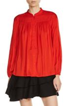Women's Maje Shirred Blouse - Red