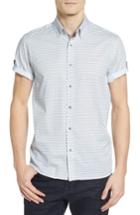 Men's Ted Baker London Braaks Extra Slim Fit Flower Print Sport Shirt (xxl) - White