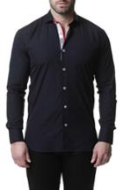 Men's Maceoo Einstein Crosswise Jacquard Trim Fit Sport Shirt (s) - Black