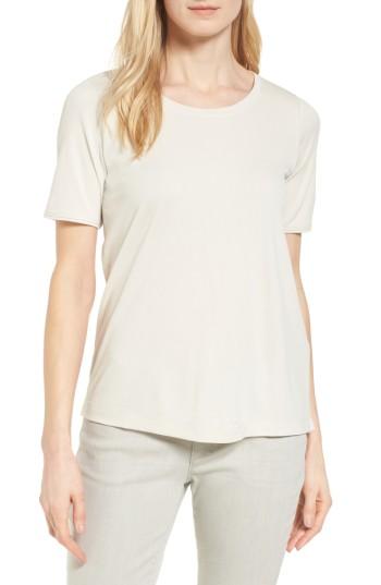 Women's Eileen Fisher Silk Tee, Size - White