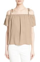 Women's Milly Eden Off The Shoulder Stretch Silk Top, Size - Beige