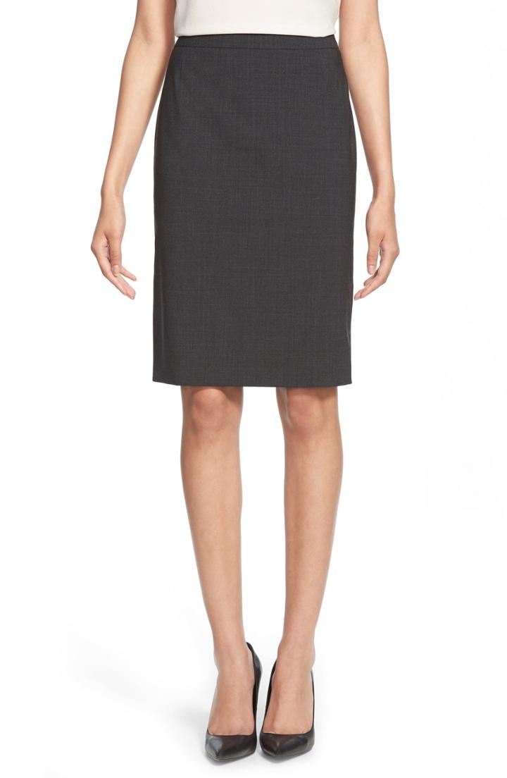 Women's Boss Vilea Tropical Stretch Wool Pencil Skirt - Grey