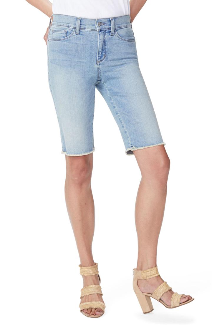 Women's Nydj Briella Frayed Hem Denim Bermuda Shorts (similar To 14w) - Blue