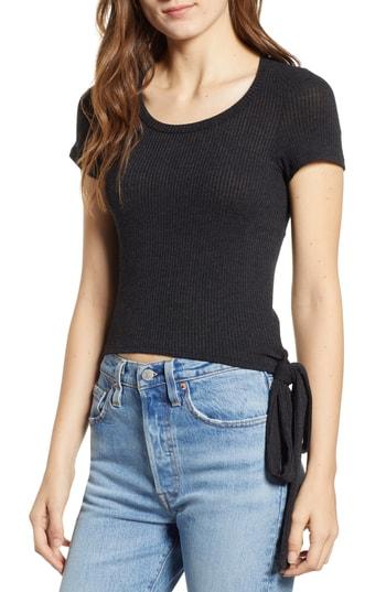 Women's Pst By Project Social T Side Tie Ribbed Tee - Black