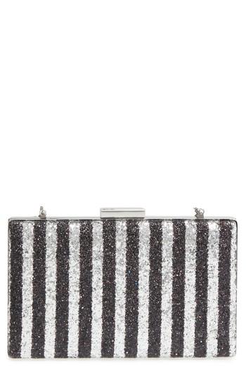 Nordstrom Stripe Glitter Minaudiere - Black