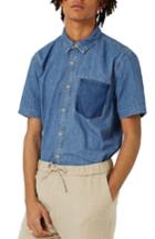 Men's Topman Shadow Pocket Denim Shirt