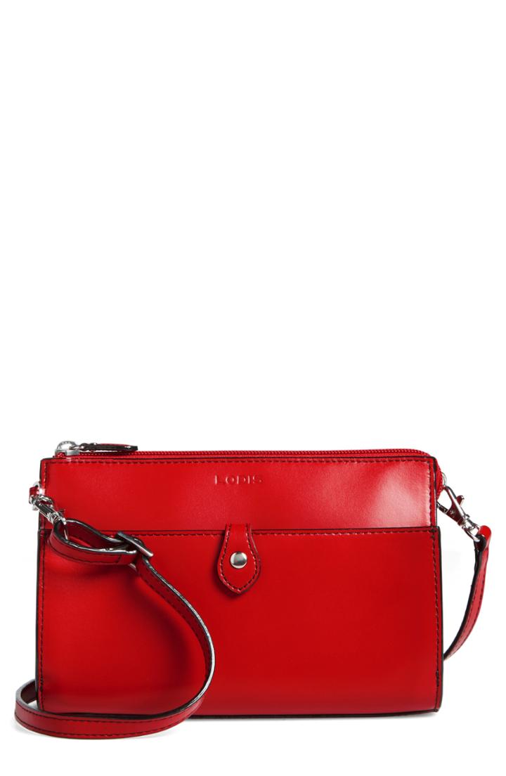 Lodis Los Angeles Audrey Under Lock & Key Vicky Convertible Leather Crossbody Bag - Red