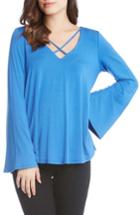 Women's Karen Kane Crisscross Bell Sleeve Top - Blue