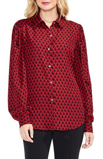 Women's Vince Camuto Statement Geo Balloon Sleeve Blouse, Size - Red