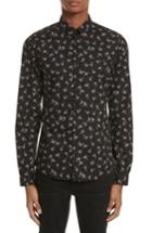 Men's The Kooples Palm Tree Print Woven Shirt - Black