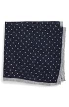 Men's Eleventy Dot Wool Pocket Square, Size - Blue