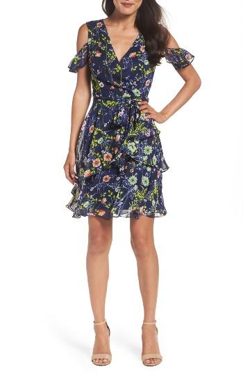 Women's Tahari Cold Shoulder Chiffon Dress