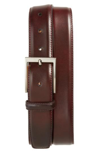 Men's Magnanni Catania Leather Belt - Burgundy