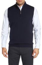 Men's Peter Millar Crown Soft Merino Blend Quarter Zip Vest, Size - Blue