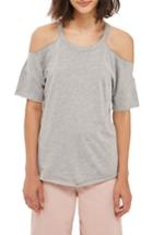 Women's Topshop Cold Shoulder Tee Us (fits Like 0-2) - Grey