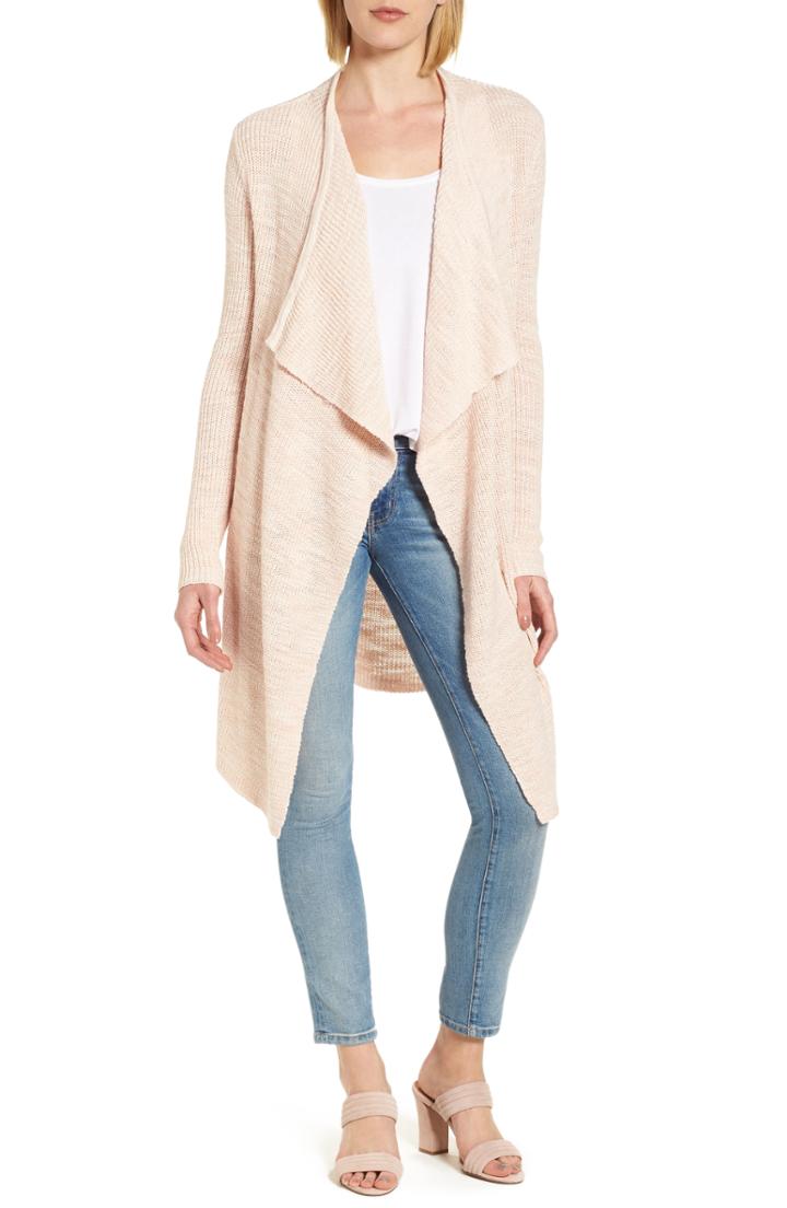 Women's Caslon Drape Collar Cardigan, Size - Beige