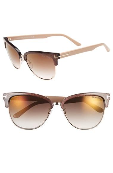 Women's Tom Ford 'fany' 59mm Retro Sunglasses - Brown/ Nude Pink/ Rose Gold