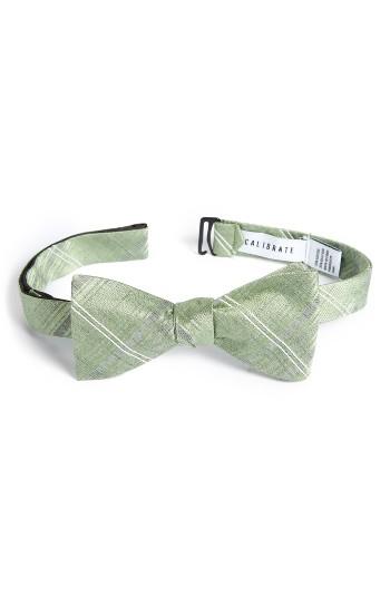 Men's Calibrate Silves Stone Plaid Bow Tie, Size - Green