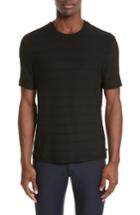 Men's Emporio Armani Textured Stripe Crewneck T-shirt - Black