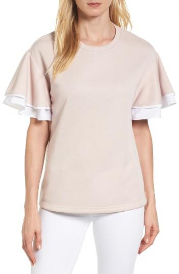 Women's Halogen Tiered Bell Sleeve Sweatshirt - Pink