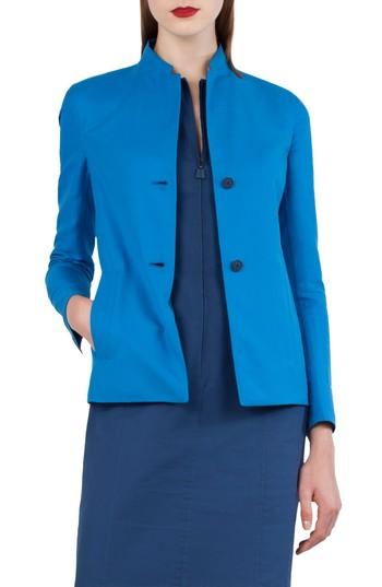 Women's Akris Reversible Double Face Cotton & Silk Blazer - Blue