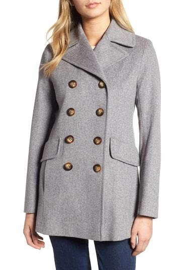 Women's Fleurette Loro Piana Wool Peacoat - Grey