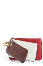 Fendi Set Of Three Calfskin Leather & Genuine Python Pouches - Red