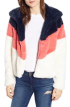 Women's Madison & Berkeley Chevron Faux Fur Jacket - Blue