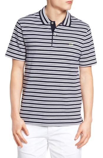 Men's Lacoste Striped Polo (m) - Blue
