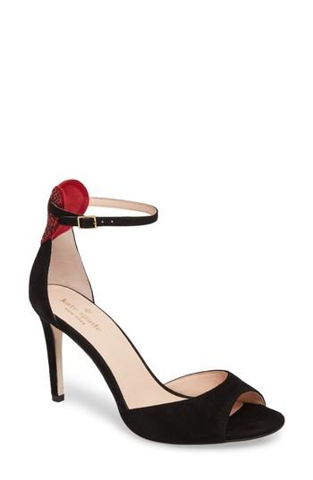 Women's Kate Spade New York Olidah Glitter Heart Sandal .5 M - Black