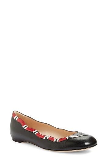 Women's Gucci Kingsnake Ballet Flat Us / 40eu - Black