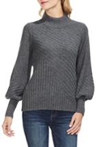 Women's Vince Camuto Mix Cable Balloon Sleeve Cotton Blend Sweater - Grey